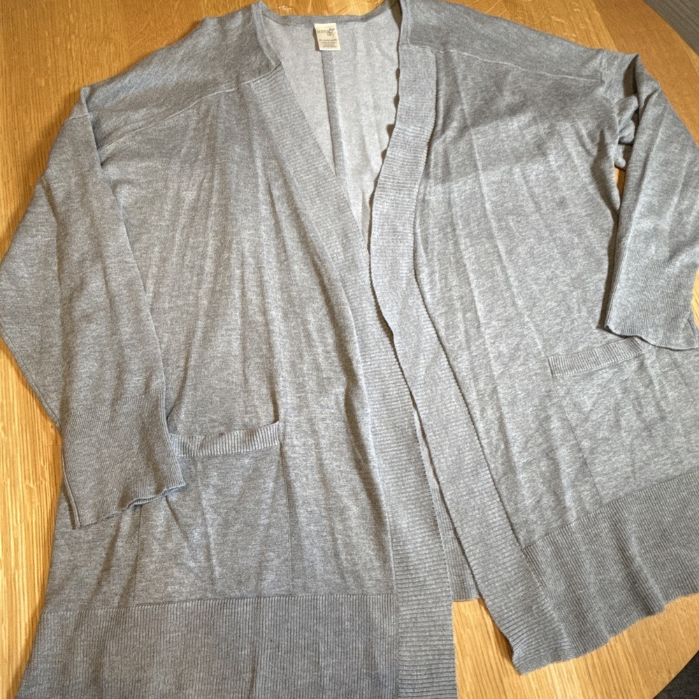 Terra & Sky Women's Open Front‎ Cardigan 2X Gray With Pockets (108)